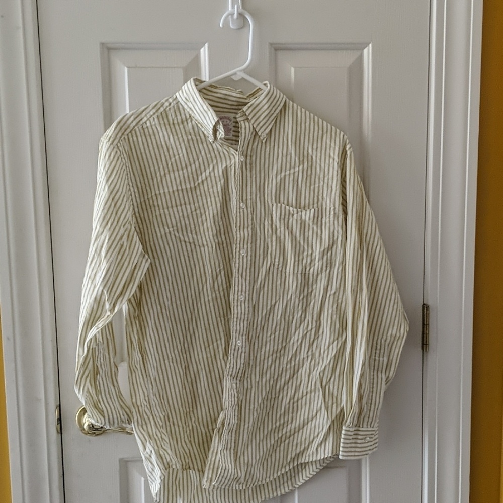Brooks Brothers 15 x 32 Green Striped Dress Shirt